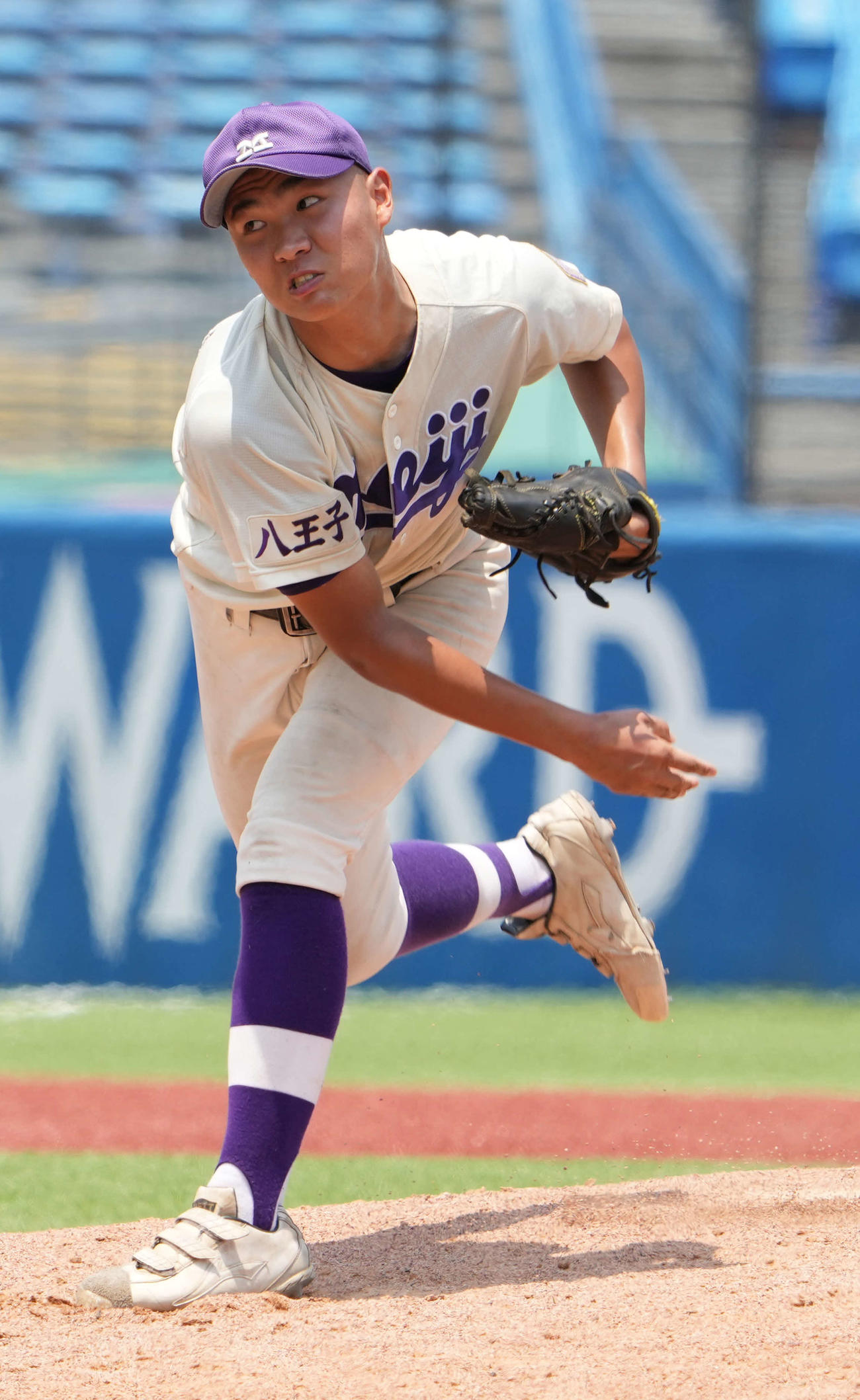 明大中野八王子対日大三　明大中野八王子2番手で登板した大嶋（撮影・小沢裕）