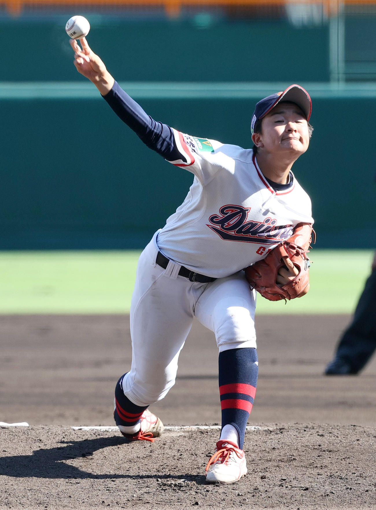 神戸弘陵対岐阜一　岐阜一先発の桑沢（撮影・上山淳一）