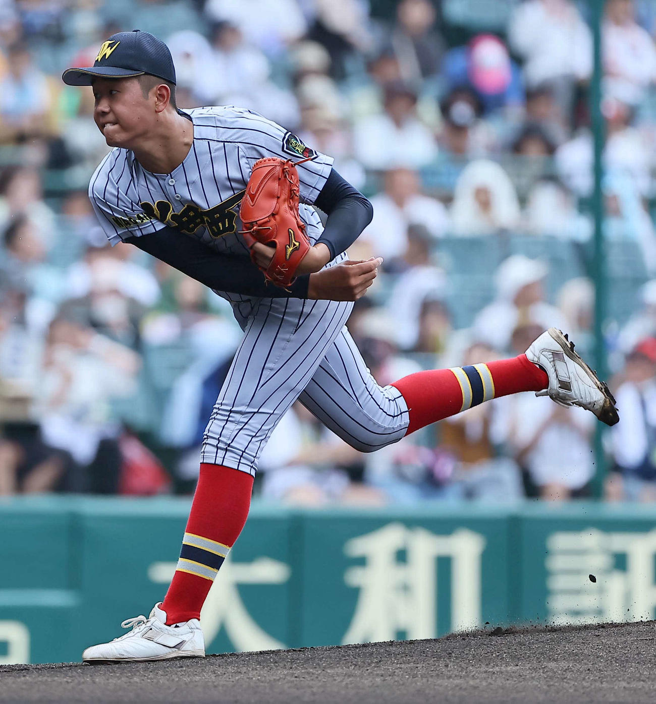 土浦日大対上田西　上田西先発の権田（撮影・上田博志）