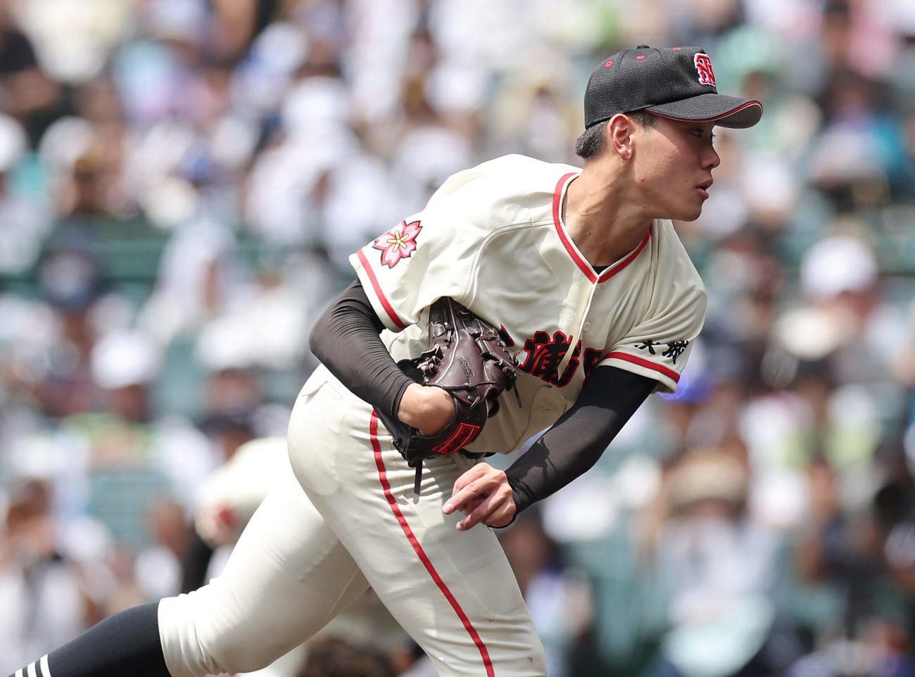 土浦日大対上田西　力投する土浦日大先発の藤本（撮影・前田充）