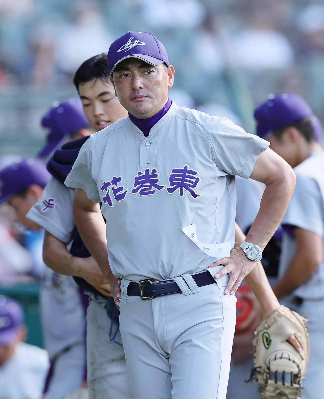 宇部鴻城対花巻東　初戦に勝利した花巻東の佐々木監督（撮影・足立雅史）
