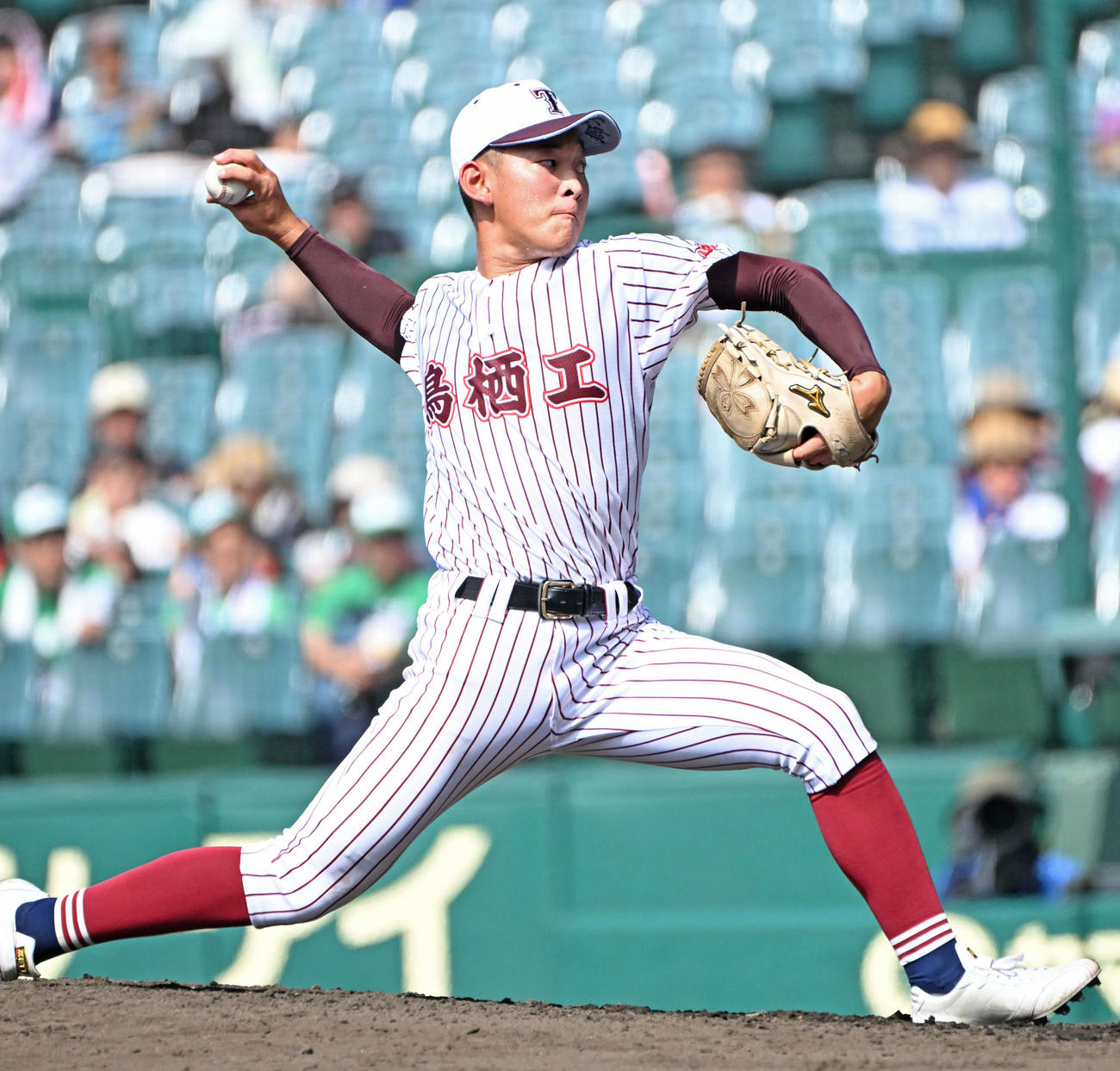 富山商対鳥栖工　鳥栖工2番手の松延響（撮影・石井愛子）