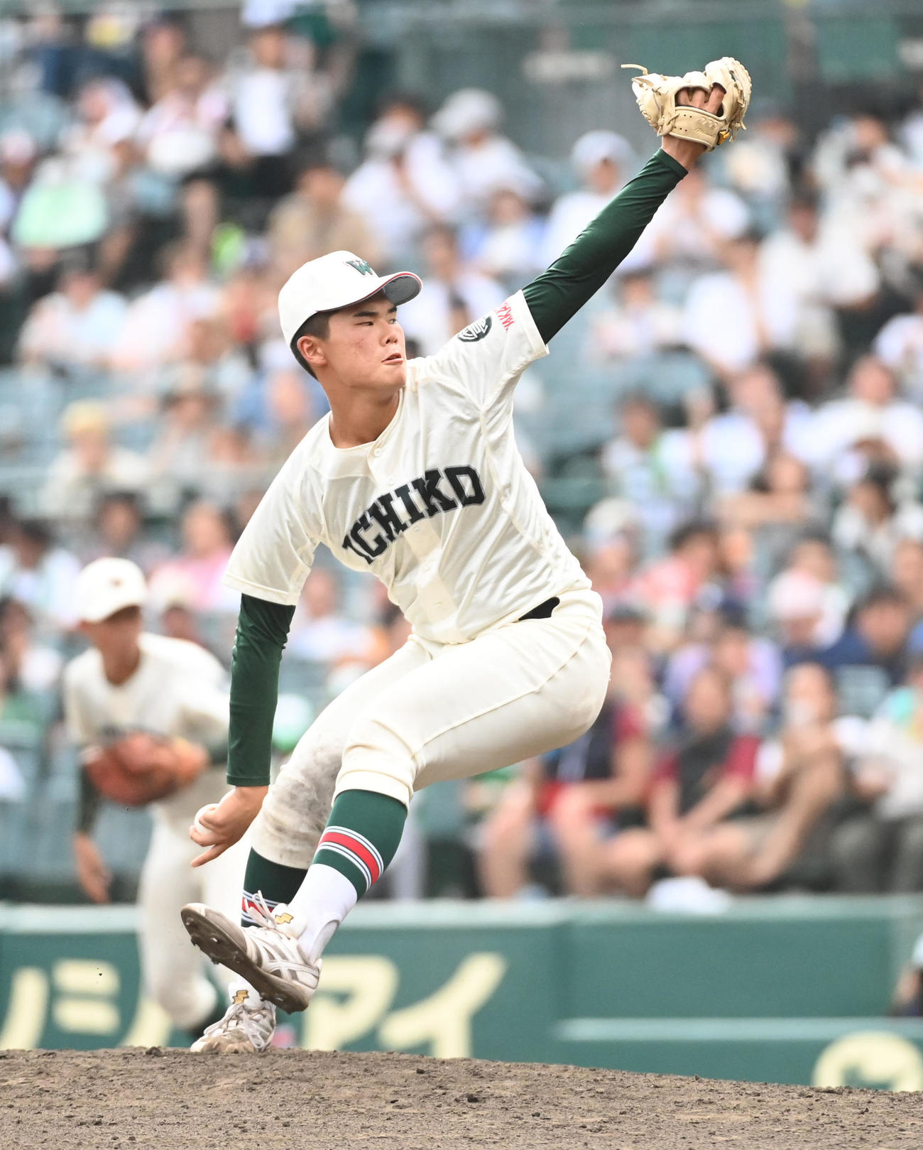 市和歌山対東京学館新潟　市和歌山2番手の小野（撮影・前岡正明）