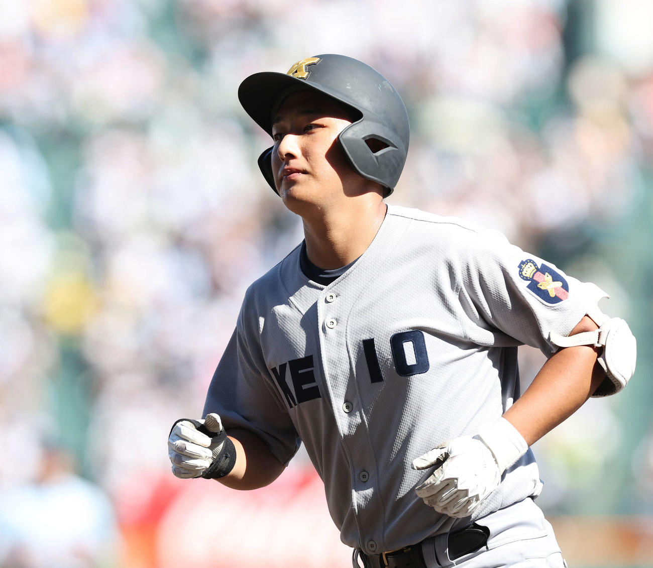 北陸対慶応　7回裏慶応無死、左飛に倒れた代打清原（撮影・宮地輝）