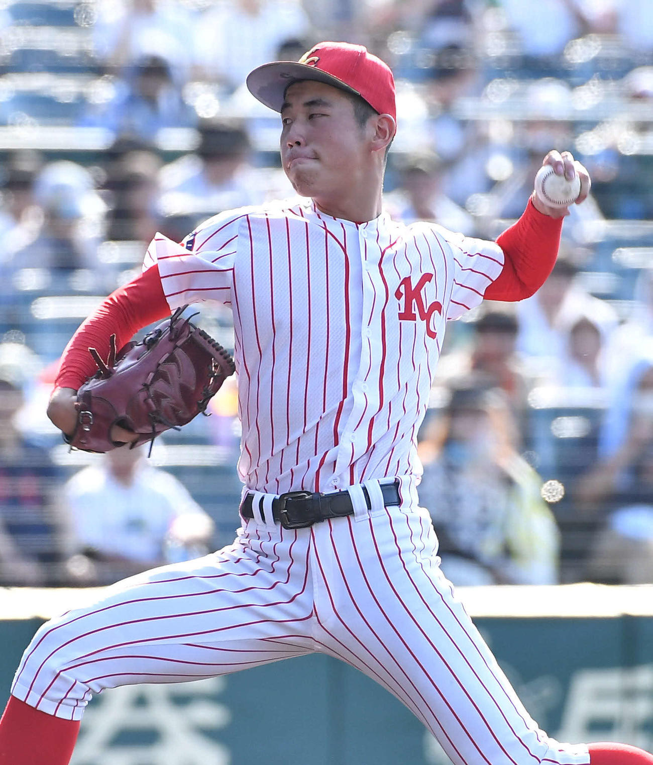 高知中央対履正社　高知中央先発の藤田（撮影・岩下翔太）