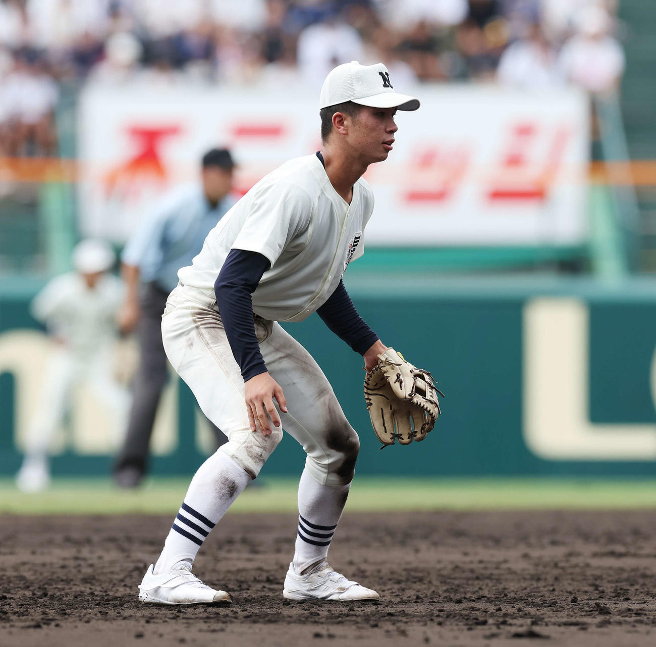 鳥栖工対日大三　守備に就く日大三・森山遊撃手（撮影・宮地輝）