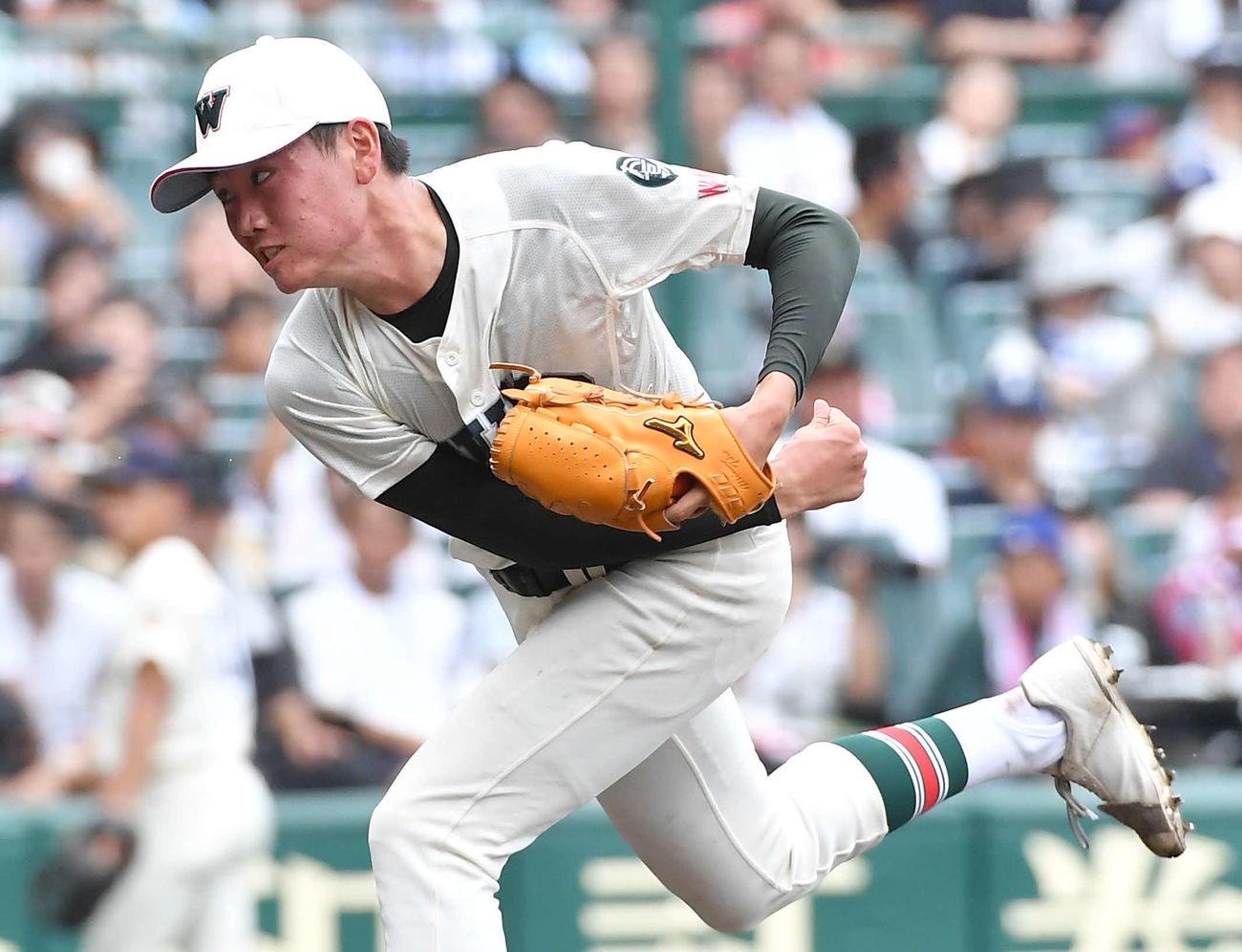 神村学園対市和歌山　市和歌山4番手の栗谷（撮影・岩下翔太）