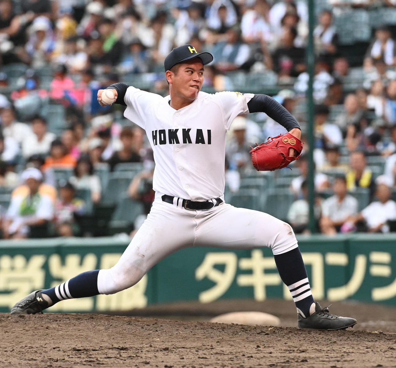 浜松開誠館対北海　北海3番手の熊谷（撮影・前岡正明）