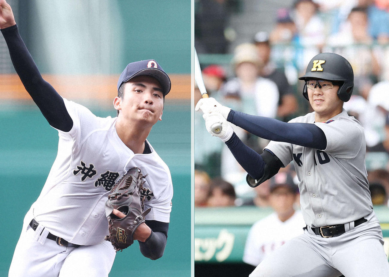 沖縄尚学・東恩納蒼（左）と慶応・延末藍太