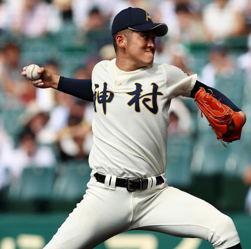 神村学園対仙台育英 仙台育英戦に先発する松永(撮影・加藤哉)
