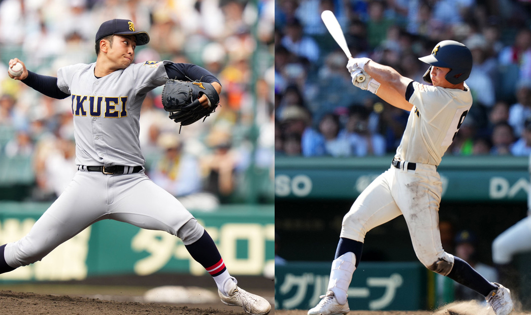 仙台育英・高橋煌稀（左）、神村学園・正林輝大