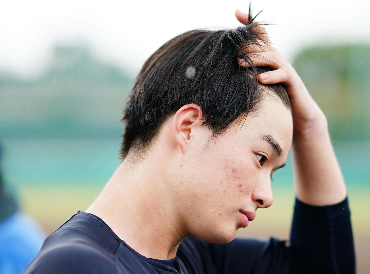 決勝への意気込みを語る慶応・丸田（撮影・横山健太）