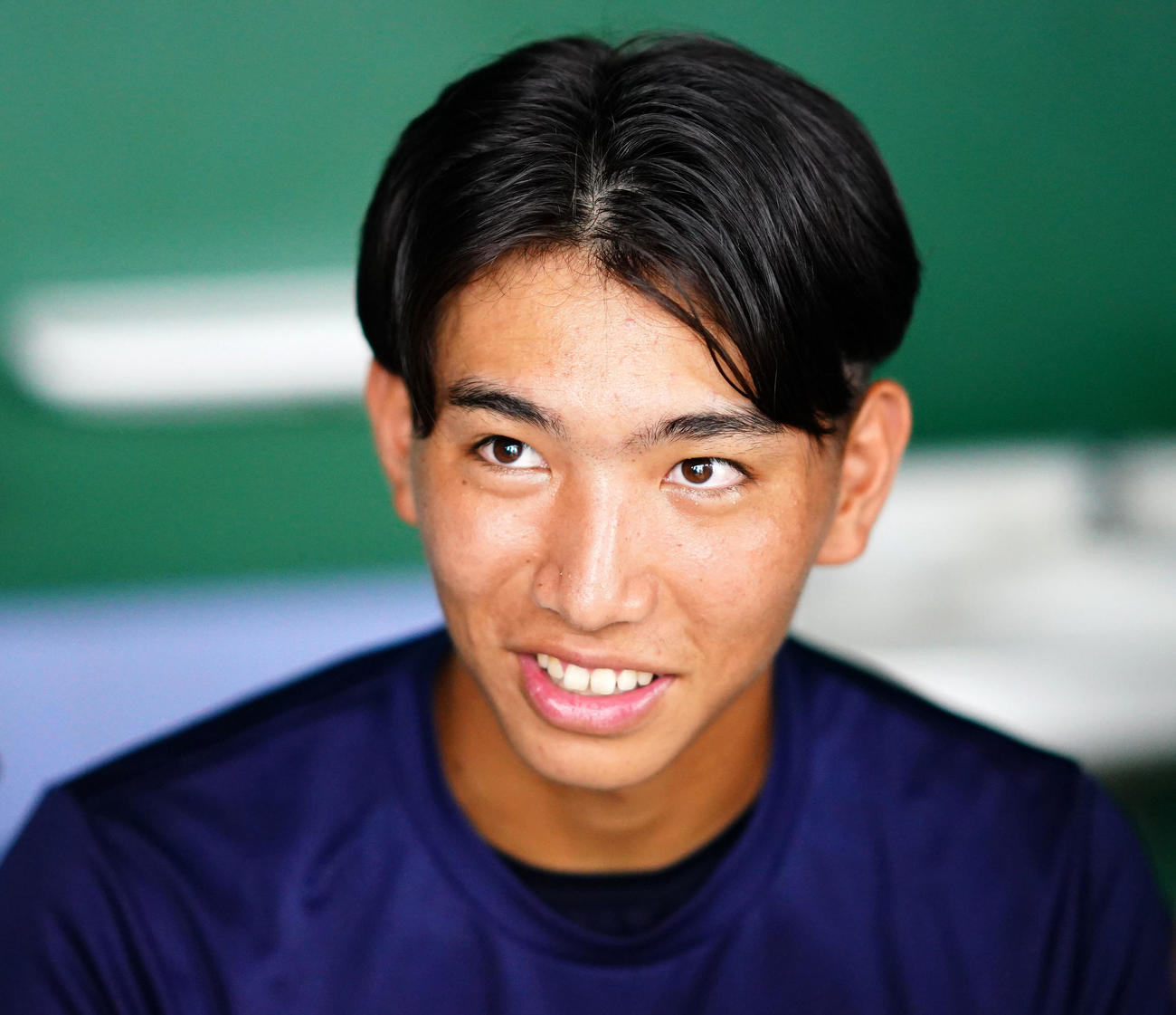 決勝への意気込みを語る慶応・小宅（撮影・横山健太）