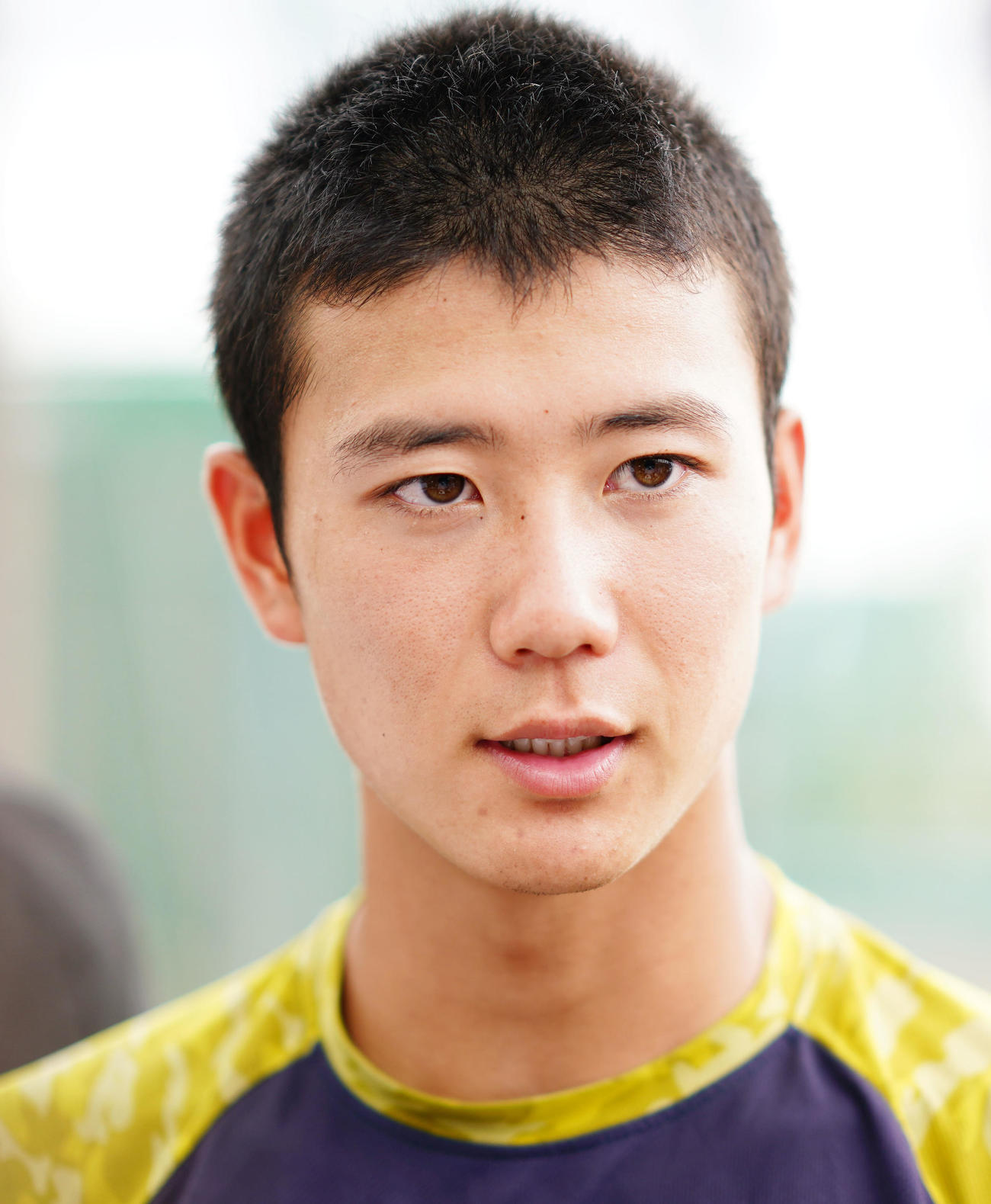 決勝への意気込みを語る仙台育英・山田（撮影・横山健太）