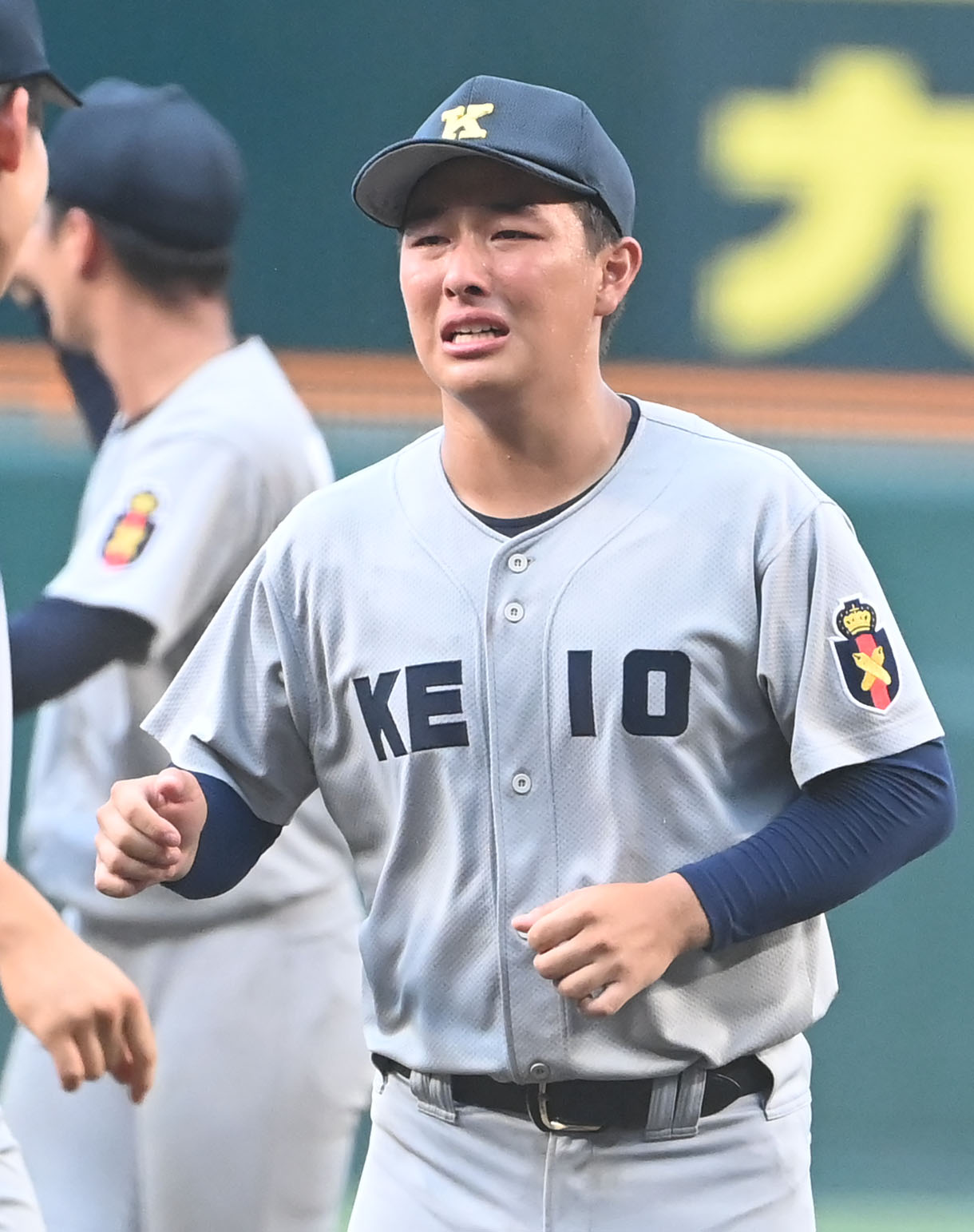 慶応対仙台育英　仙台育英に勝利し涙目の清原勝児（撮影・石井愛子）