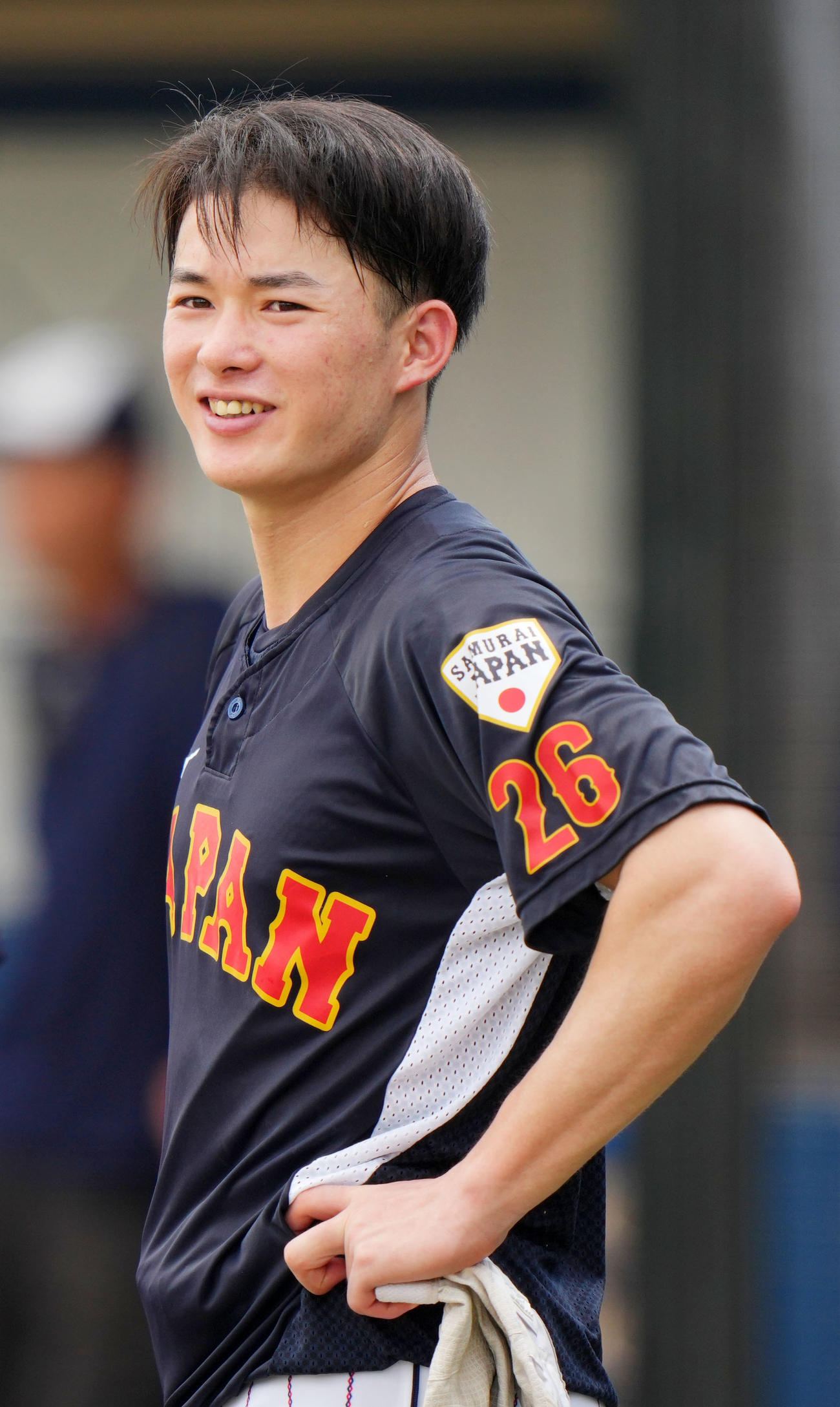 駒大対U18日本代表　トレーニングをするU18日本代表・丸田（撮影・横山健太）