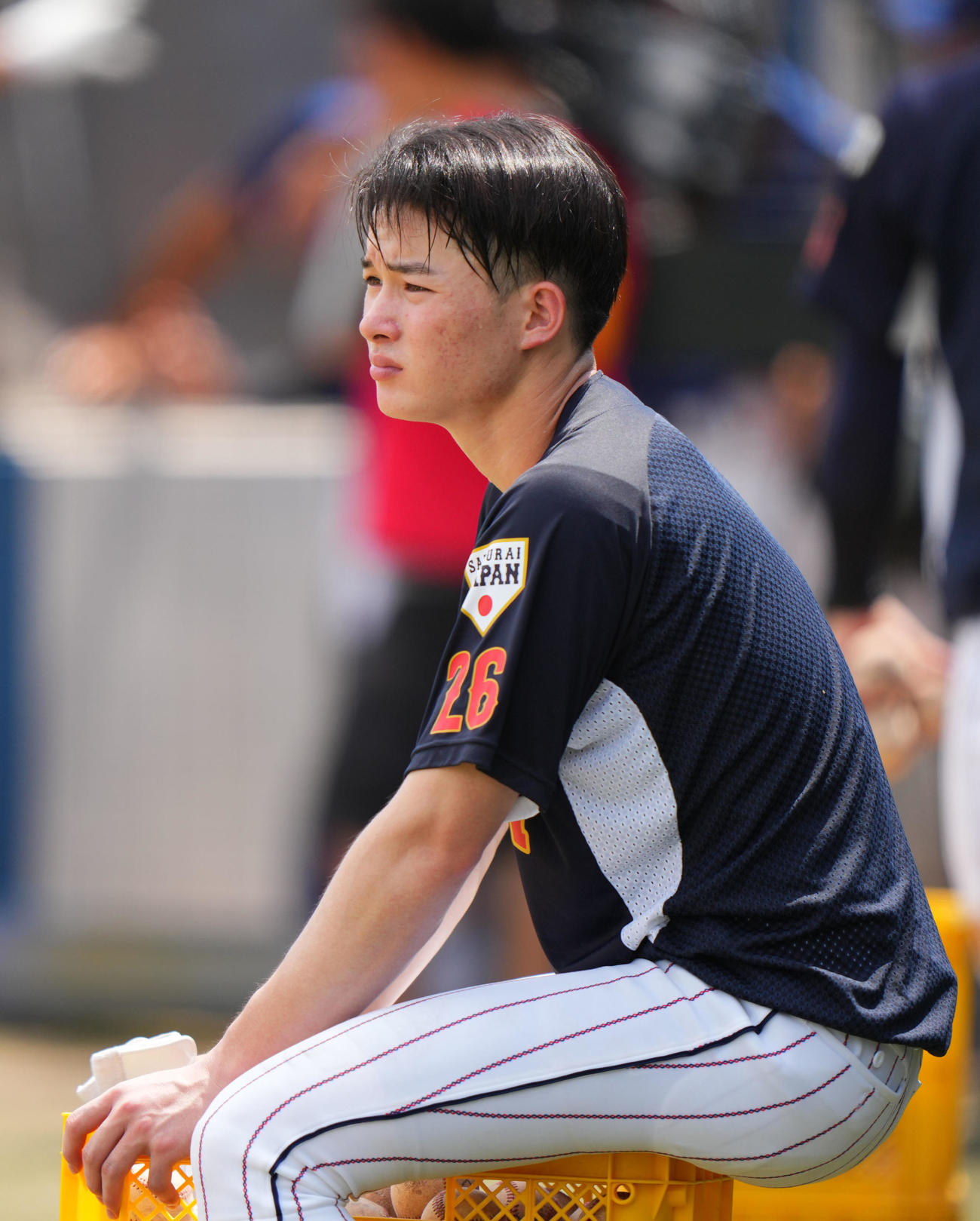 駒大対U18日本代表　トレーニングをするU18日本代表・丸田（撮影・横山健太）