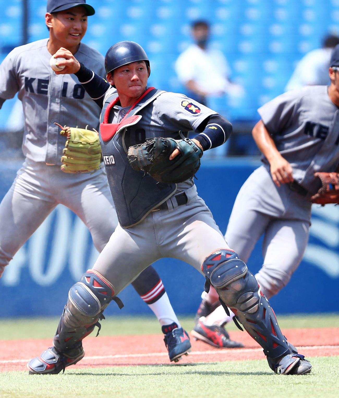 慶大時代の福井章吾捕手（20年8月）　　　