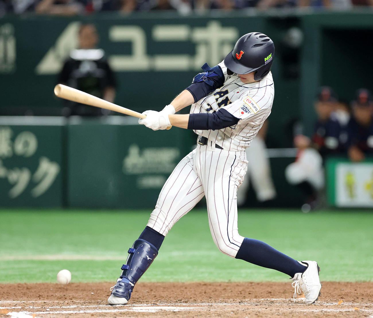 高校日本代表対大学日本代表　6回表高校日本代表2死、丸田は一塁ゴロ（撮影・鈴木正人）