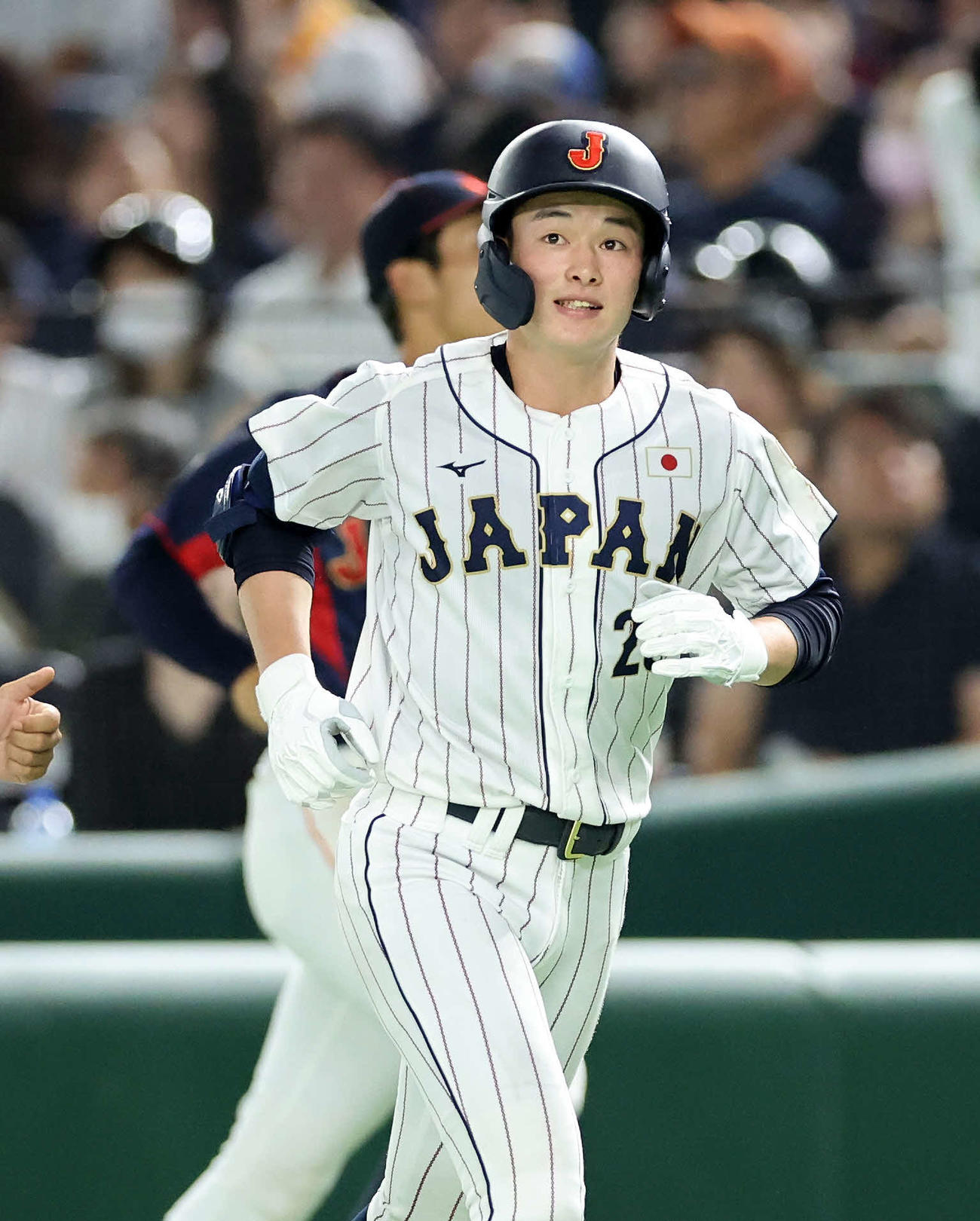 高校日本代表対大学日本代表　6回表高校日本代表2死、丸田は一塁ゴロ（撮影・鈴木正人）