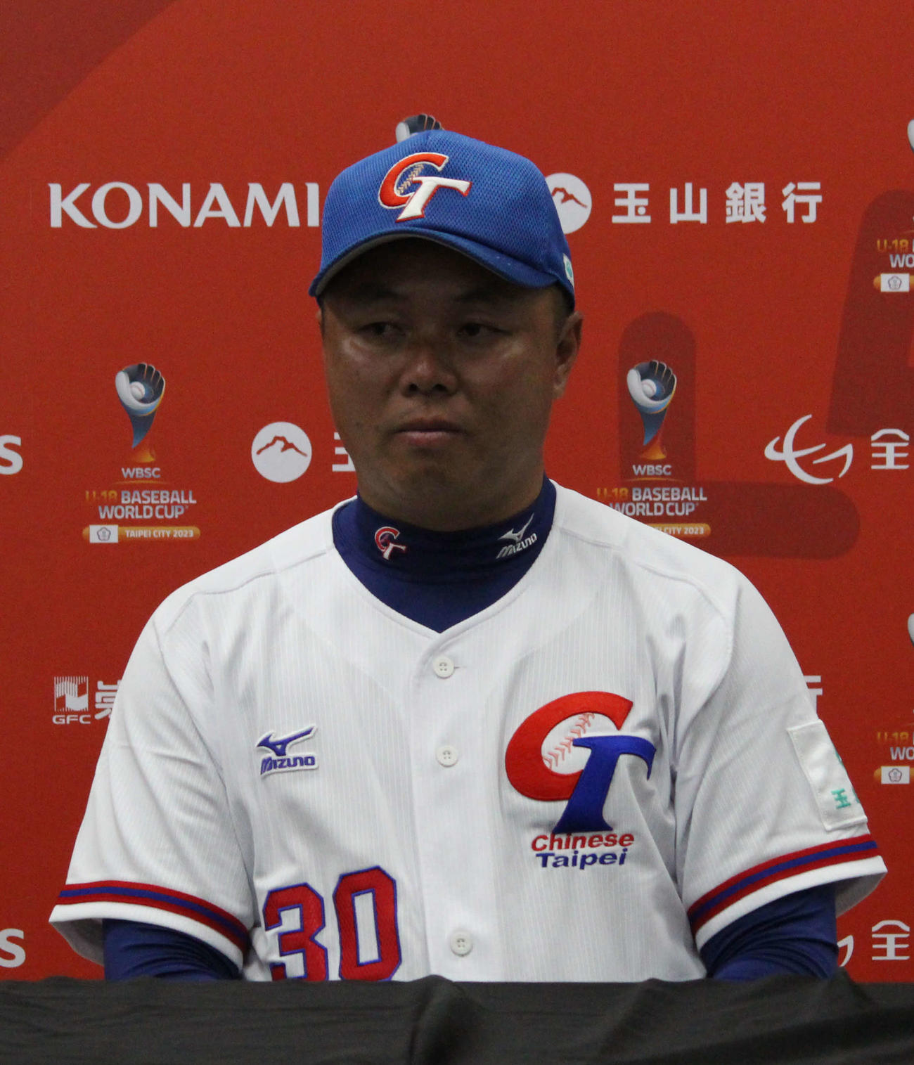 オーストラリア対台湾　試合後の記者会見に臨む台湾の呉監督