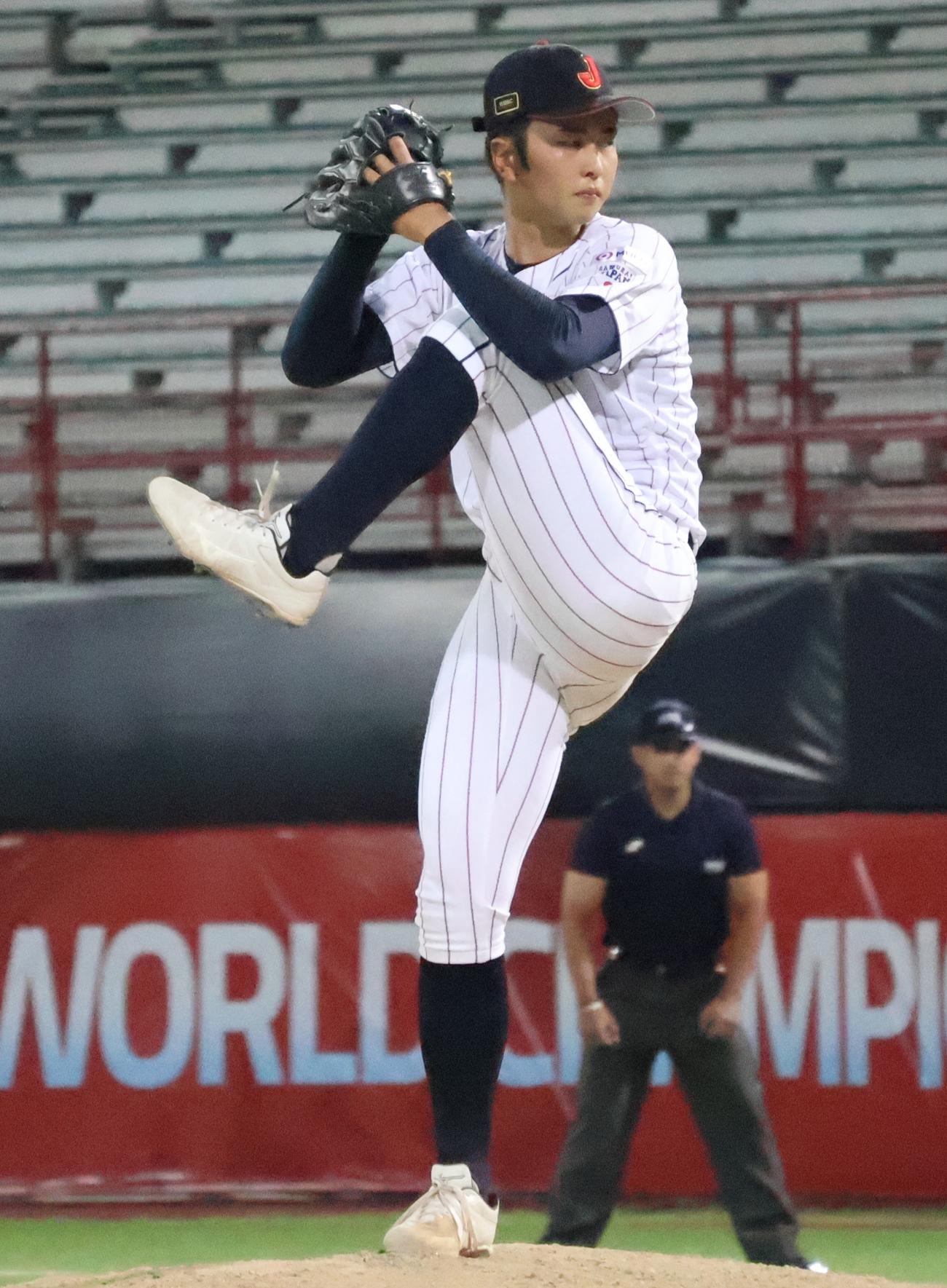 日本対オランダ　日本先発の高橋煌稀（撮影・柏原誠）