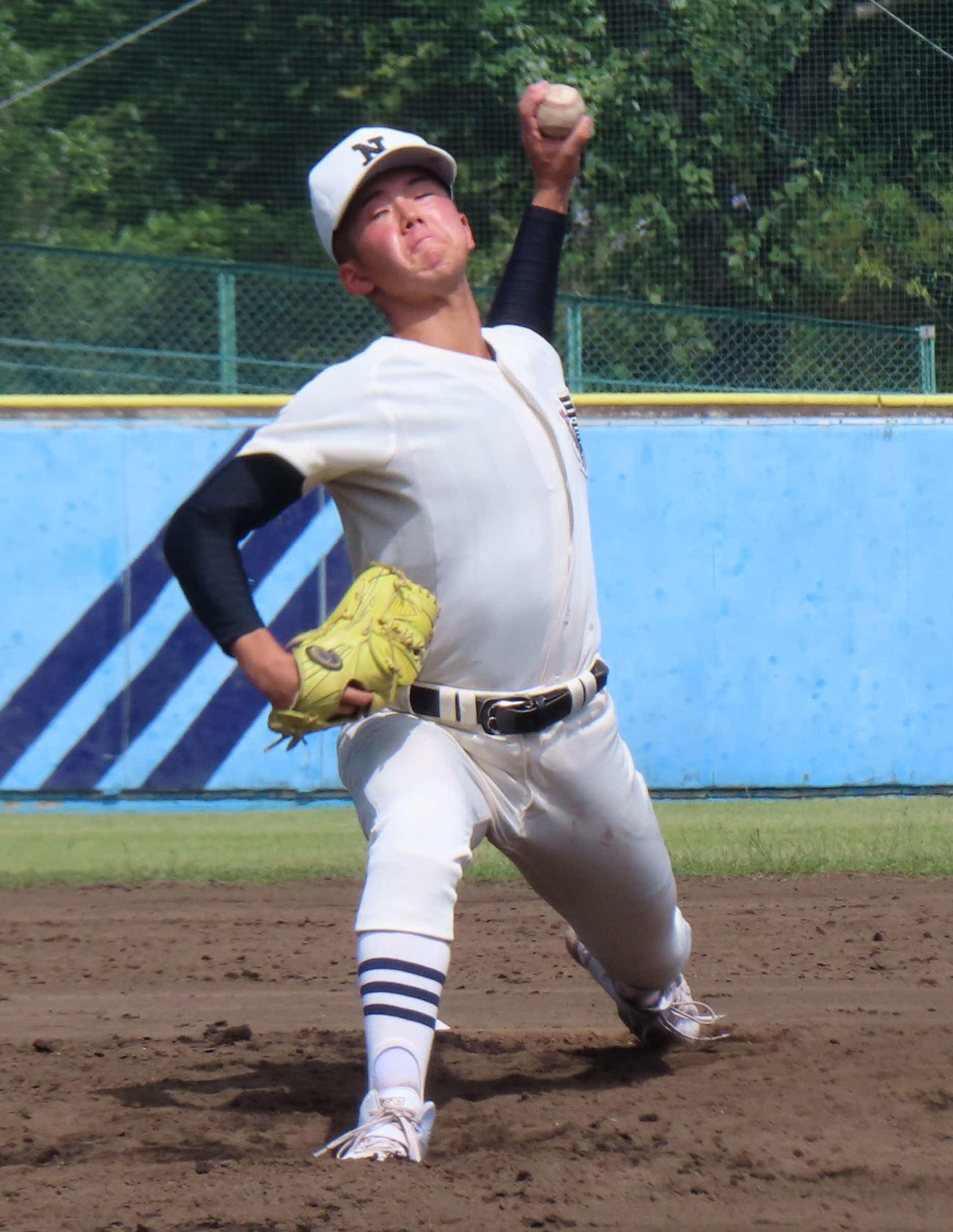 日大三対昭和第一　2番手でマウンドに上がり、3回無失点だった谷亀（撮影・佐瀬百合子）