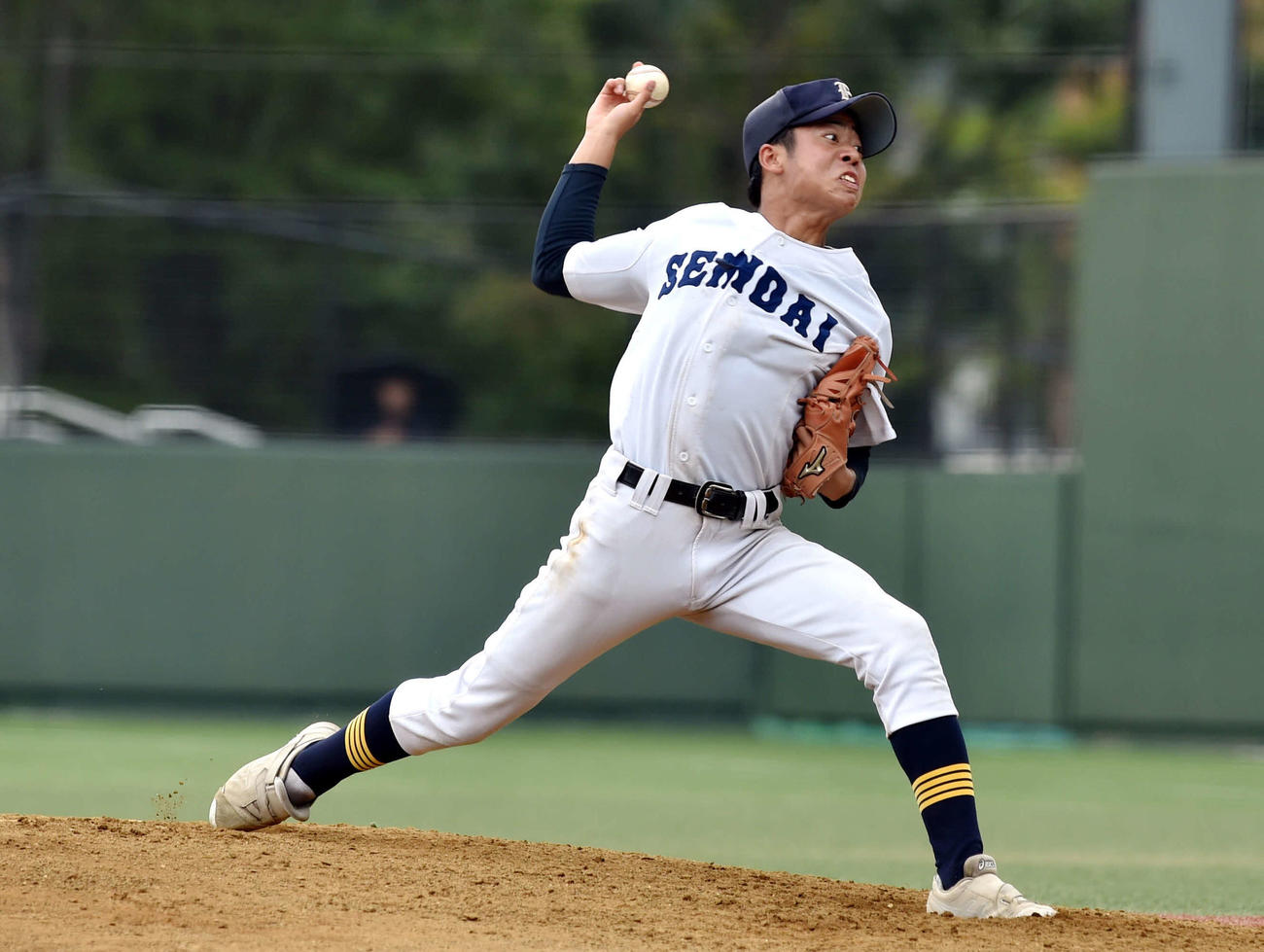 仙台三対仙台一　2安打完封した仙台一・安藤（撮影・相沢孔志）