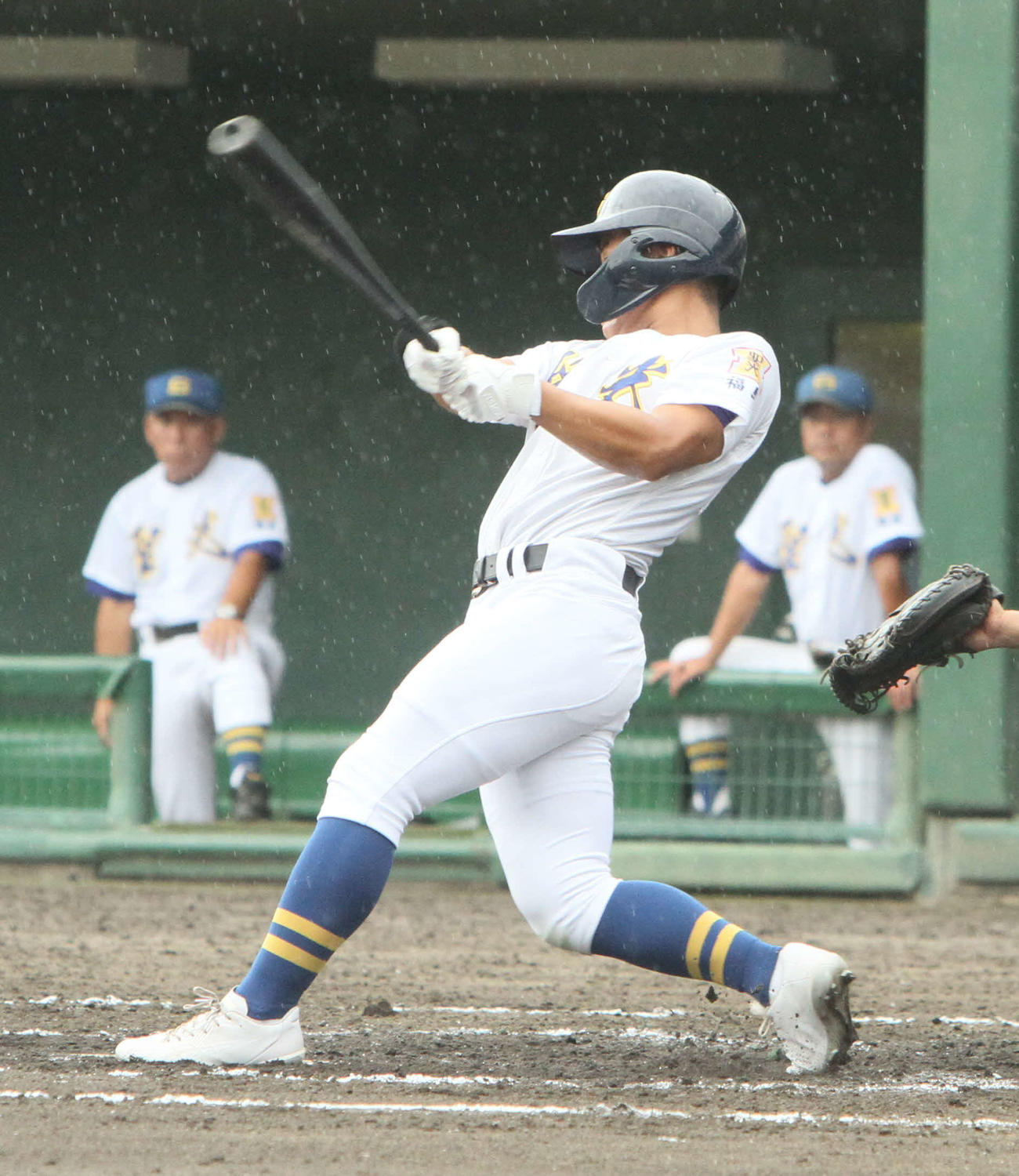 代打で途中出場し2安打3打点と活躍した聖光学院・深谷