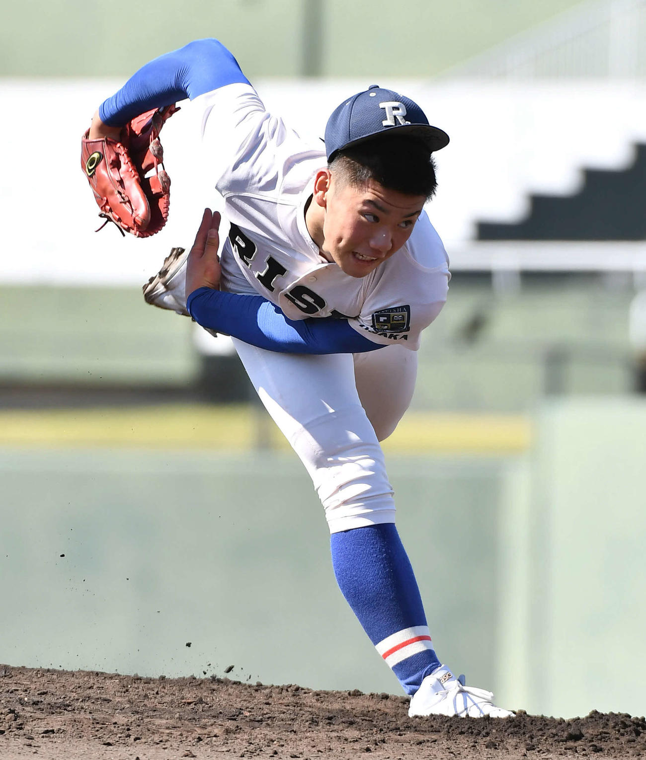 履正社対花巻東　履正社先発の福田（撮影・岩下翔太）