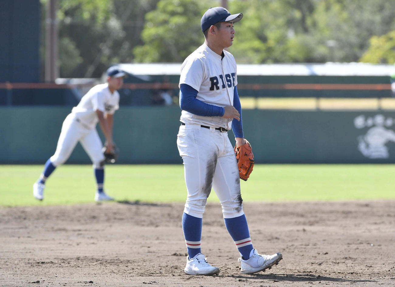 花巻東対履正社　7回表、三塁の守備につく履正社・元木（撮影・岩下翔太）