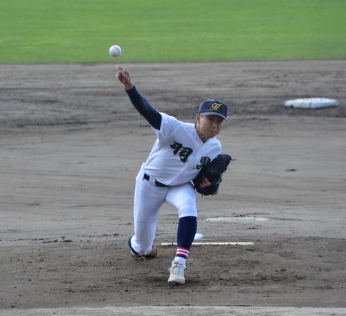 羽黒対青森山田　羽黒の先発は曽我（撮影・濱本神威）