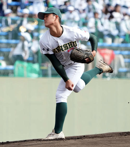 常総学院対専大松戸　専大松戸の先発梅沢（撮影・たえ見朱実）