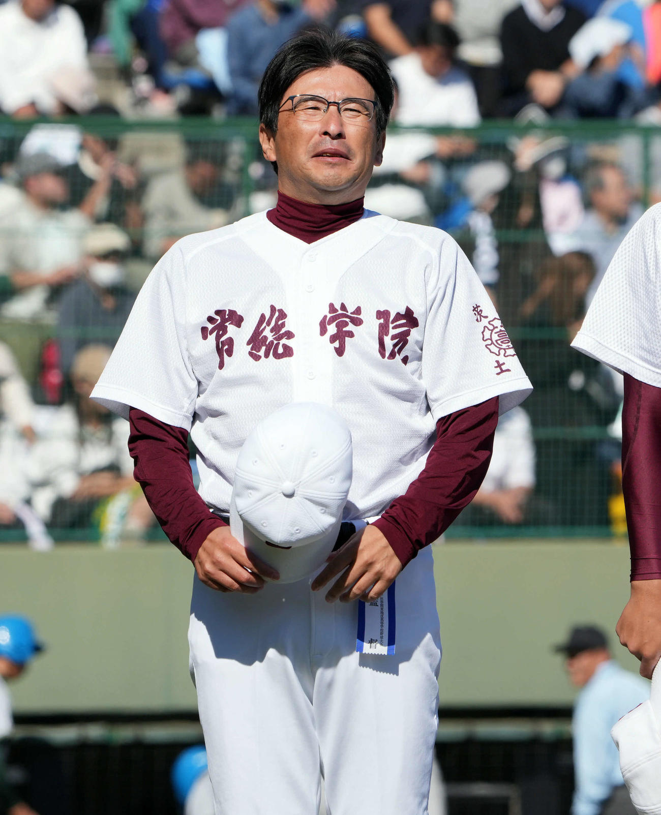 常総学院対専大松戸　専大松戸に完勝した常総学院・島田監督（撮影・たえ見朱実）