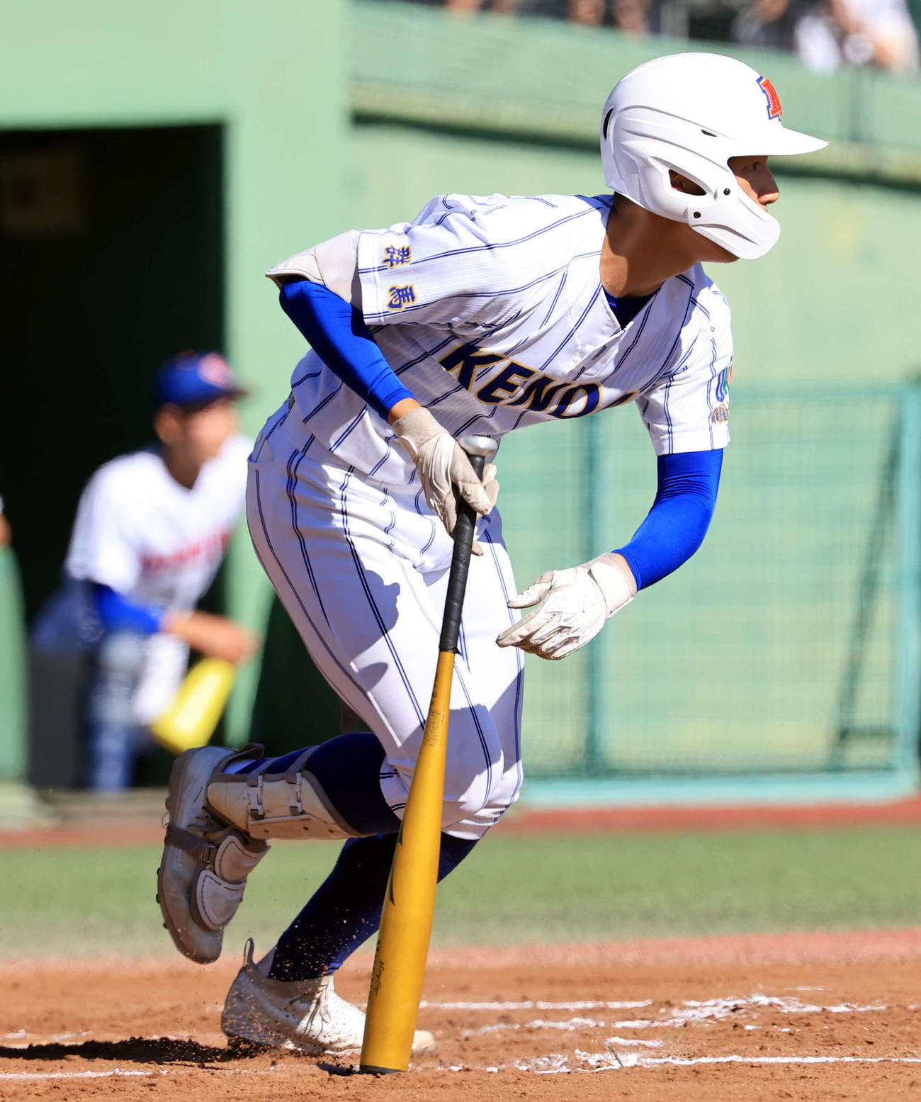 鹿島学園対高崎健康福祉大高崎　1回裏高崎健康福祉大高崎1死三塁、高山は先制適時打を放つ（撮影・浅見桂子）