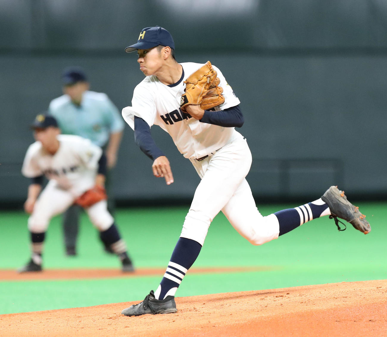 別海対北海　北海先発の新屋敷（撮影・佐藤翔太）