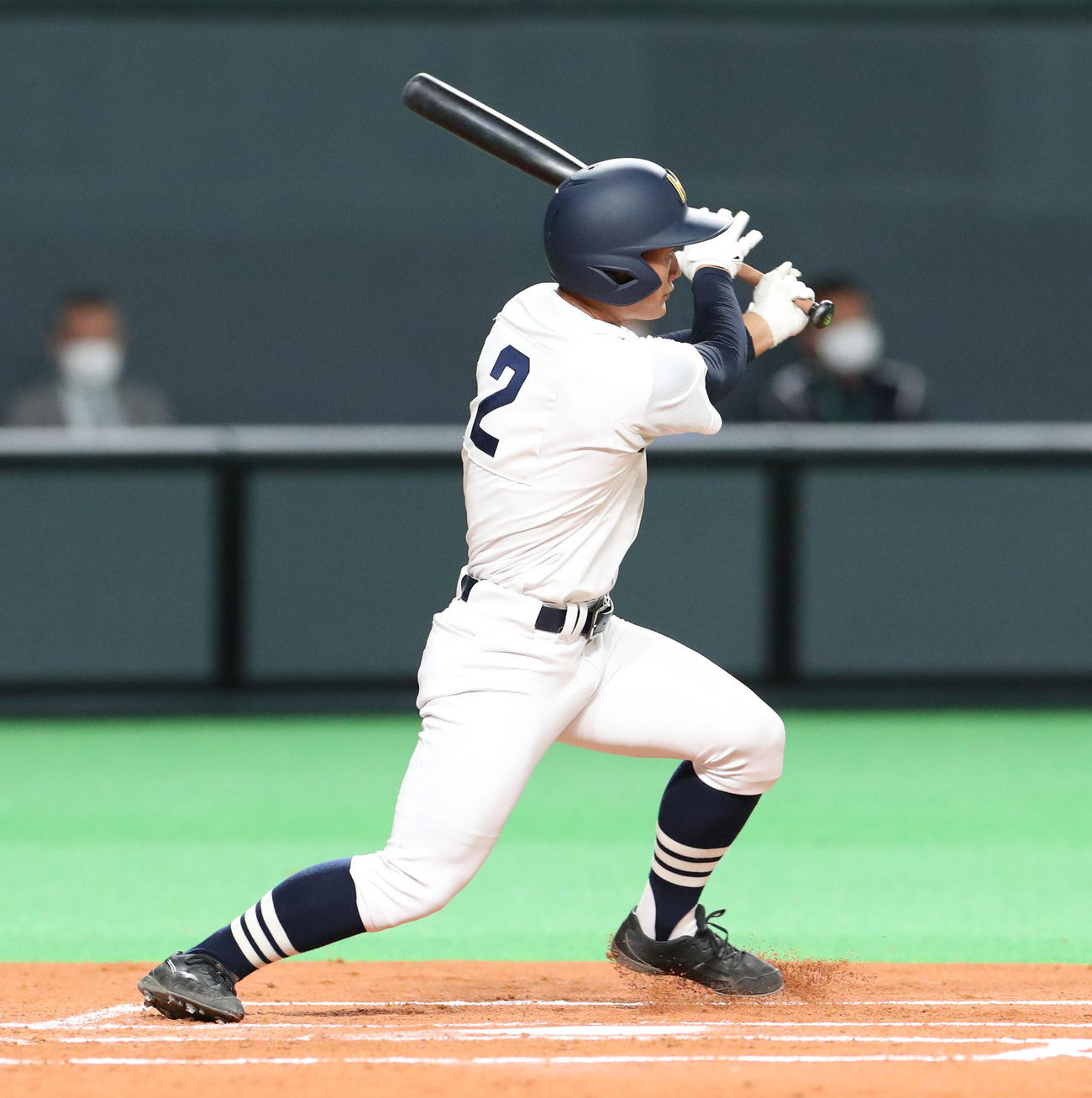 別海対北海　1回裏北海1死二、三塁、大石は先制となる適時二塁打を放つ（撮影・佐藤翔太）