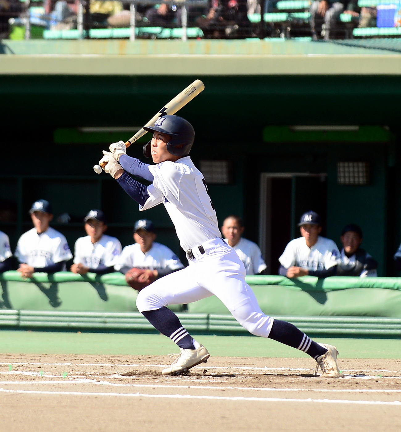 6回表藤枝明誠2死二、三塁、中前2点適時打を放つ矢沢