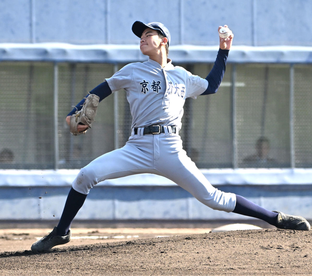耐久対京都外大西　京都外大西先発の田中遙音（撮影・石井愛子）