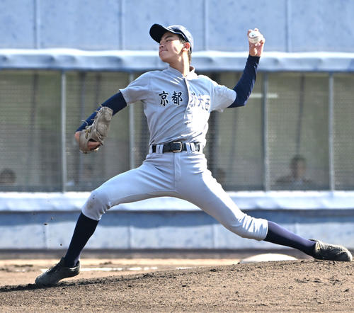 耐久対京都外大西 京都外大西先発の田中遙音(撮影・石井愛子)