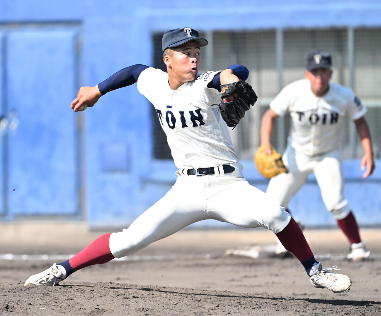 京都国際対大阪桐蔭　大阪桐蔭2番手の中野大虎（撮影・石井愛子）