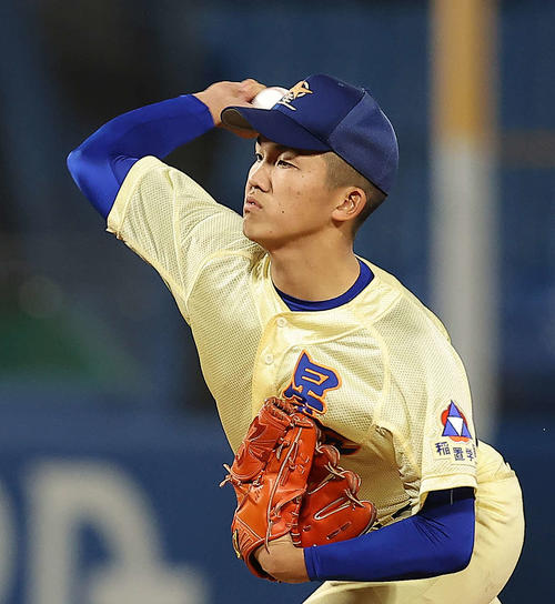 青森山田対星稜　先発登板する星稜・道本（撮影・河田真司）