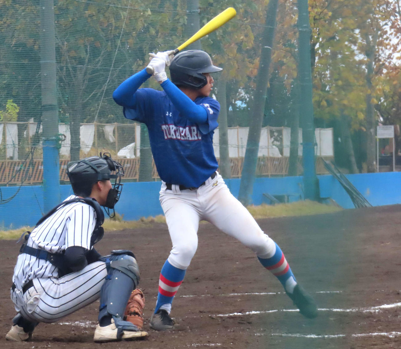 花咲徳栄対帝京長岡　年内最後の練習試合で打席に立つ花咲徳栄・石塚（撮影・佐瀬百合子）