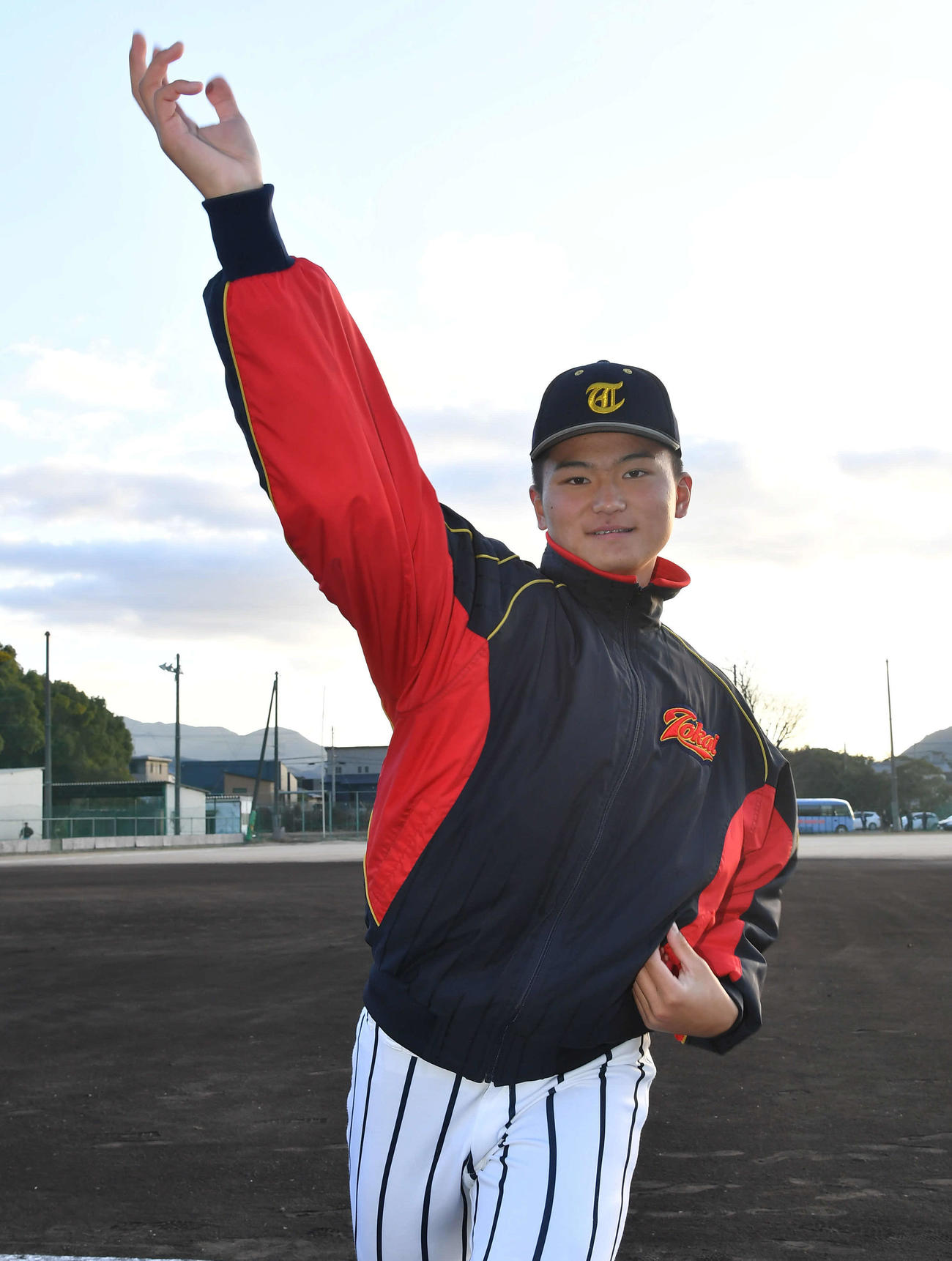 センバツ出場を決めた、東海大福岡のエース佐藤翔斗（撮影・岩下翔太）