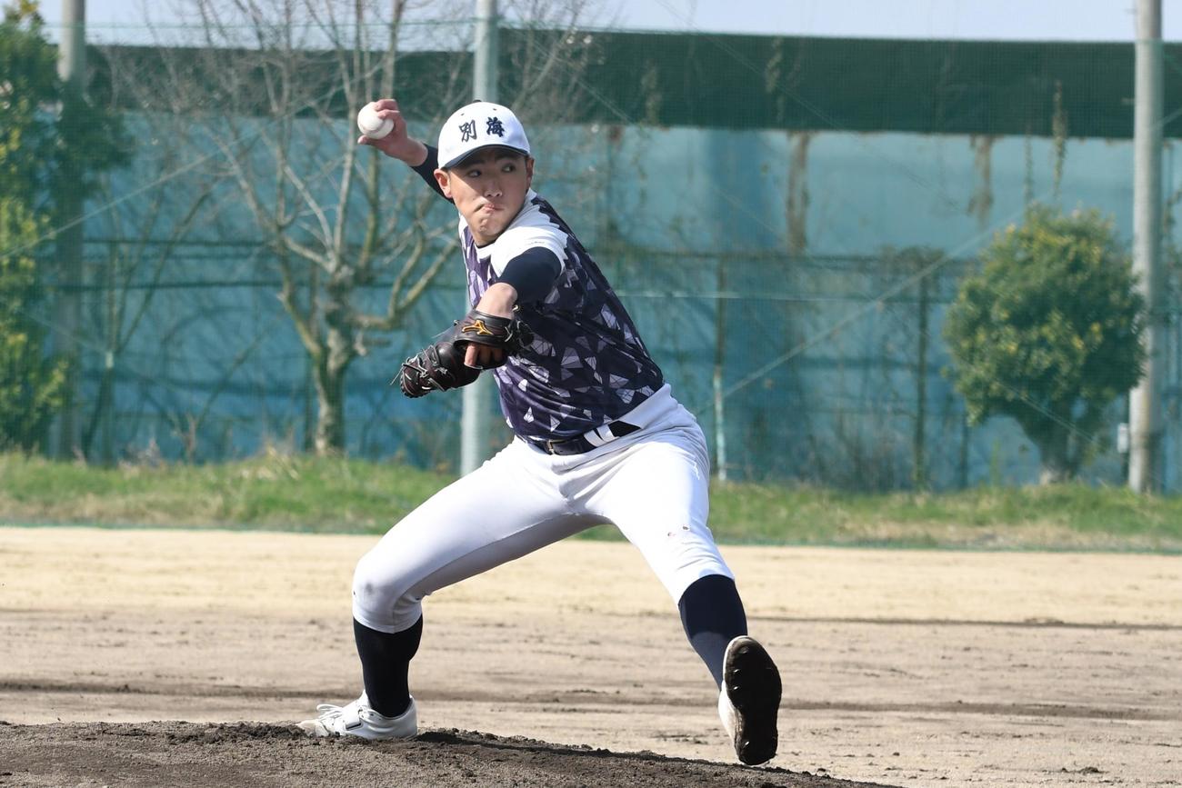 練習試合で先発し6回1失点と好投した別海の堺（撮影・石井翔太）