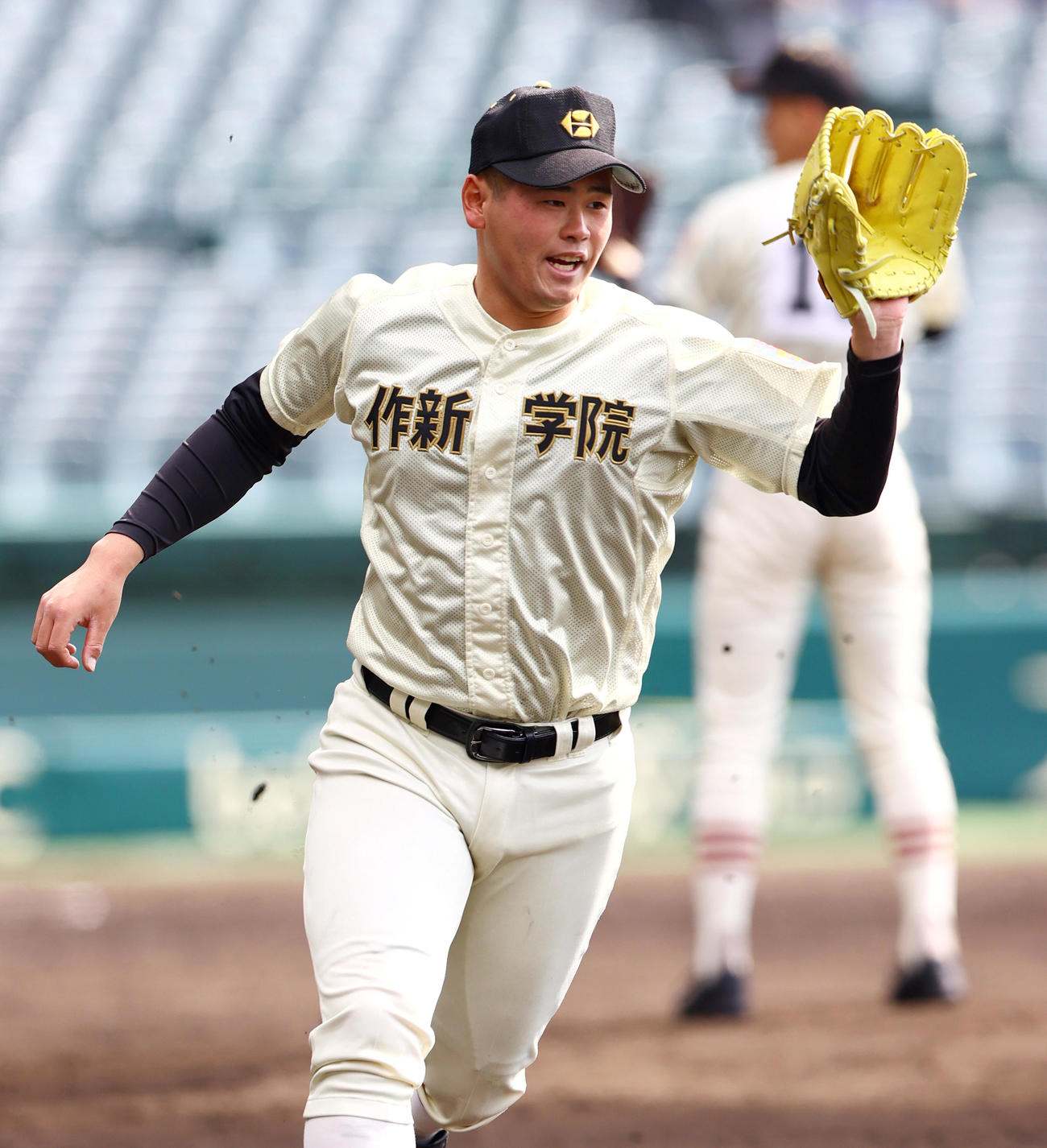 甲子園で練習をする作新学院のエース小川（撮影・上山淳一）