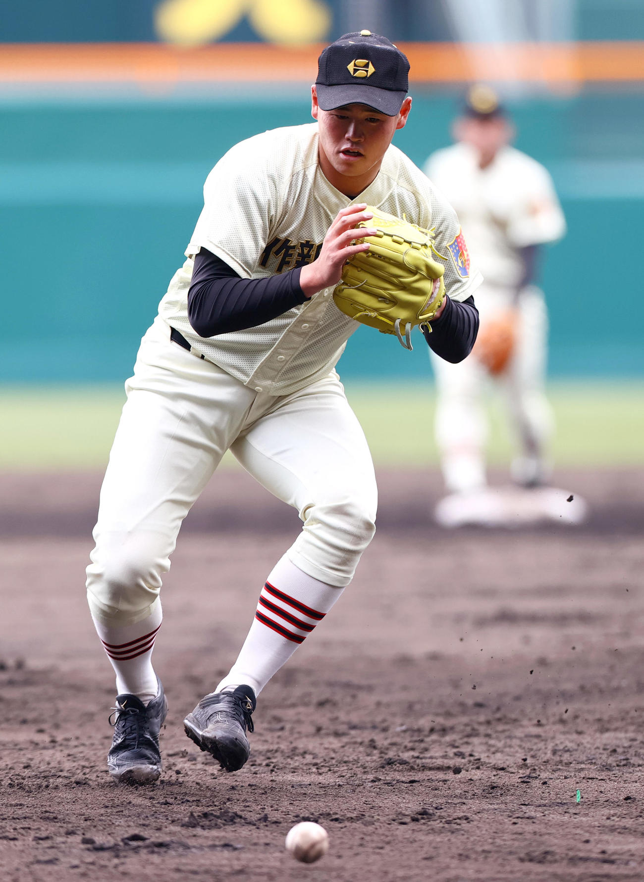 甲子園で練習をする作新学院のエース小川（撮影・上山淳一）