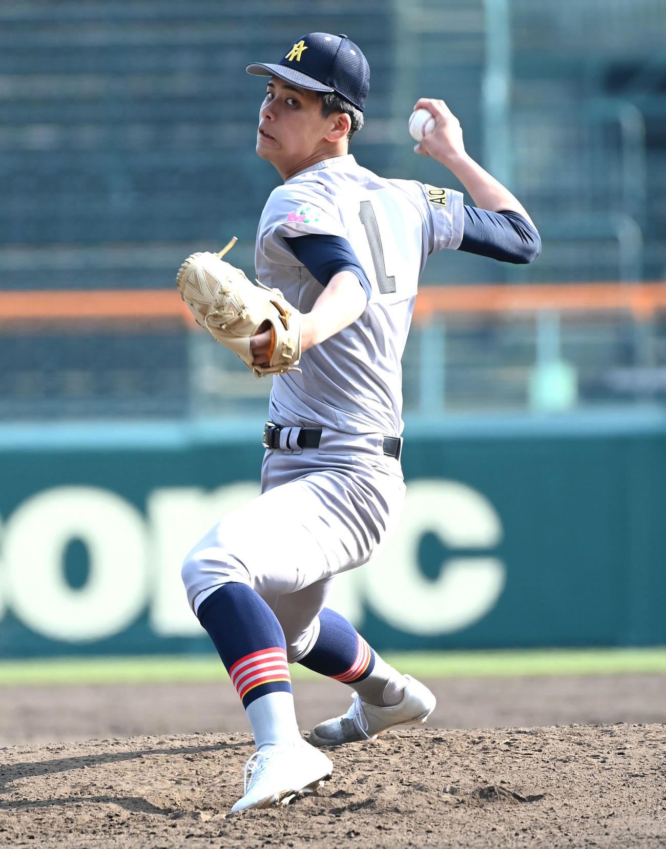 投球練習をする青森山田・関浩一郎（撮影・石井愛子）