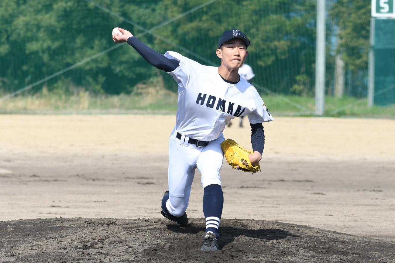 6回無失点と好投した北海の松田（撮影・石井翔太）