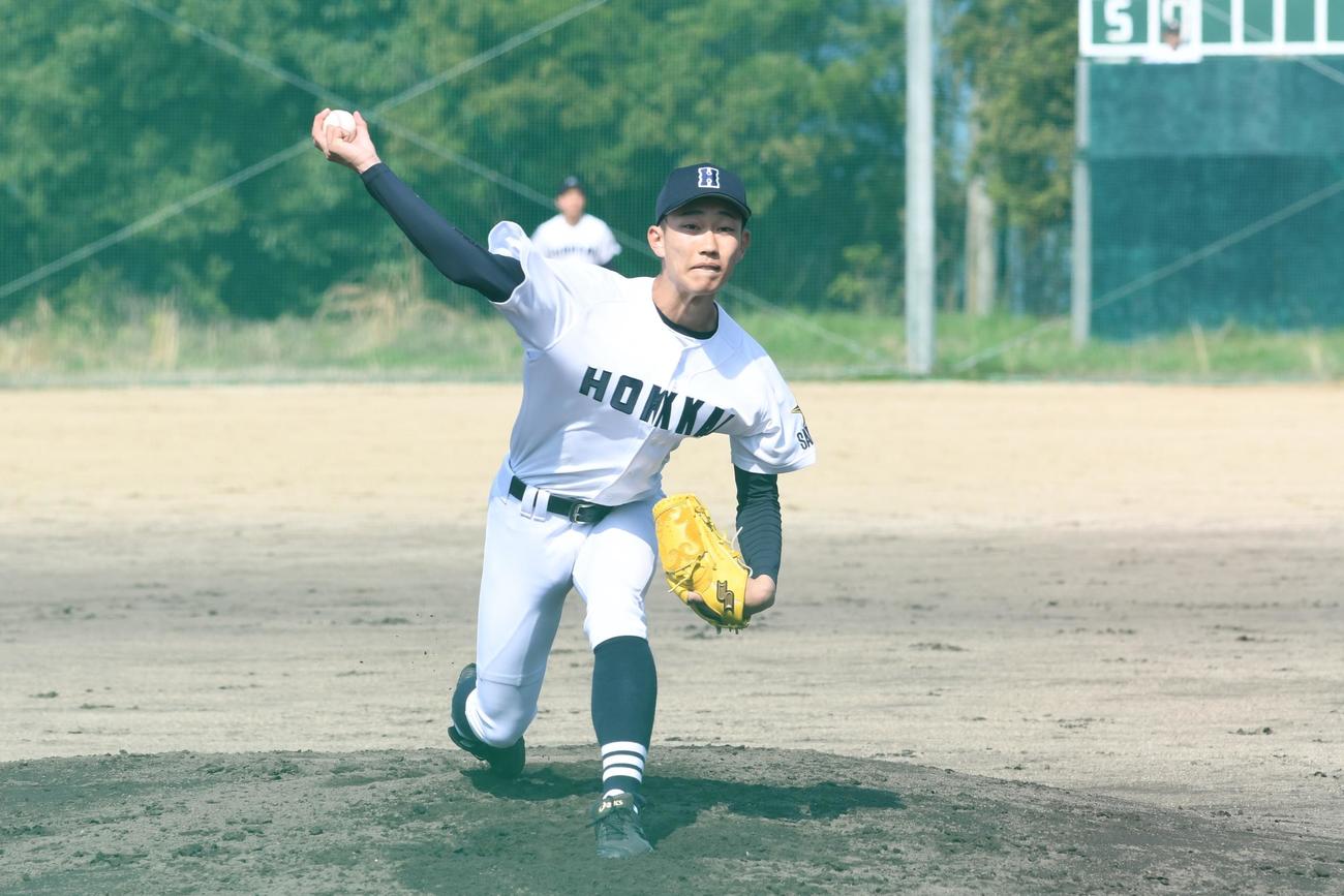 6回無失点と好投した北海の松田（撮影・石井翔太）